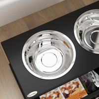 HKM-0082237 Large Elevated Dog Bowls with Storage Drawer for Large Dogs - Stainless Steel Bowls, Easy to Clean, Modern Design
