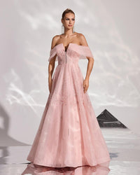 HKM-008403 Elegant Pink Evening Gown for Women - Stylish & Sophisticated Design