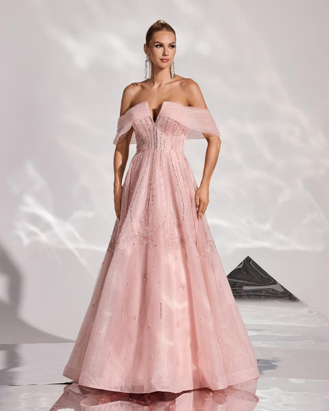 HKM-008403 Elegant Pink Evening Gown for Women - Stylish & Sophisticated Design