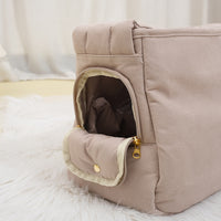 HKM-0084285 Large Capacity Soft Surface Messenger Bag for Pets - Comfortable Black & Beige Backpack