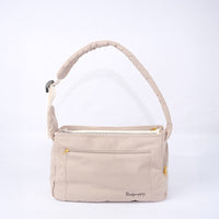 HKM-0084285 Large Capacity Soft Surface Messenger Bag for Pets - Comfortable Black & Beige Backpack