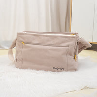 HKM-0084285 Large Capacity Soft Surface Messenger Bag for Pets - Comfortable Black & Beige Backpack