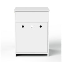 HKM-0085693 Wooden Cat Litter Box House with Drawers and Side Table, Indoor Pet Cage, White finish