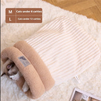HKM-0086077 Cozy Semi-Enclosed Pet Sleeping Bag for Cats and Dogs ¨C Warm Plush Bed for Home Use