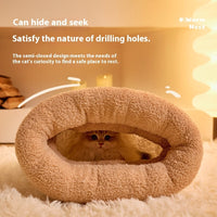 HKM-0086077 Cozy Semi-Enclosed Pet Sleeping Bag for Cats and Dogs ¨C Warm Plush Bed for Home Use