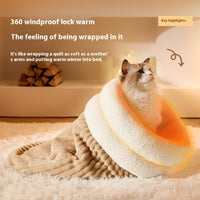 HKM-0086077 Cozy Semi-Enclosed Pet Sleeping Bag for Cats and Dogs ¨C Warm Plush Bed for Home Use