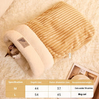 HKM-0086077 Cozy Semi-Enclosed Pet Sleeping Bag for Cats and Dogs ¨C Warm Plush Bed for Home Use