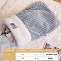 HKM-0086077 Cozy Semi-Enclosed Pet Sleeping Bag for Cats and Dogs ¨C Warm Plush Bed for Home Use