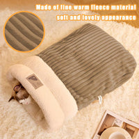 HKM-0086077 Cozy Semi-Enclosed Pet Sleeping Bag for Cats and Dogs ¨C Warm Plush Bed for Home Use