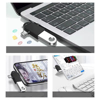 HKM-008723 Type-C and Micro USB OTG Adapter for USB Devices - Aluminum Alloy Shell, No Driver Required