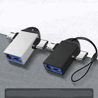 HKM-008723 Type-C and Micro USB OTG Adapter for USB Devices - Aluminum Alloy Shell, No Driver Required