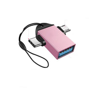 HKM-008723 Type-C and Micro USB OTG Adapter for USB Devices - Aluminum Alloy Shell, No Driver Required