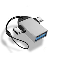 HKM-008723 Type-C and Micro USB OTG Adapter for USB Devices - Aluminum Alloy Shell, No Driver Required