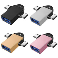 HKM-008723 Type-C and Micro USB OTG Adapter for USB Devices - Aluminum Alloy Shell, No Driver Required
