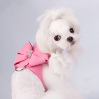 HKM-0087613 Fashionable Bowknot Chest Strap for Dogs in Pink, Blue, Orange - Microfiber Material