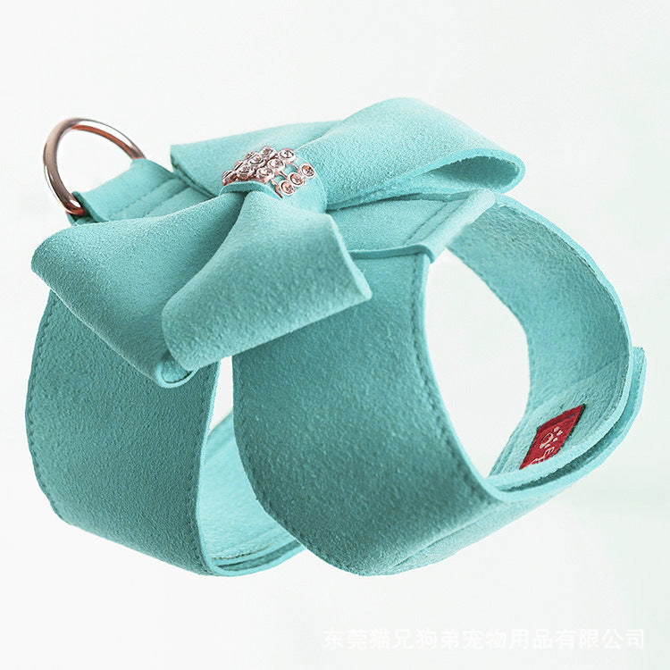 HKM-0087613 Fashionable Bowknot Chest Strap for Dogs in Pink, Blue, Orange - Microfiber Material