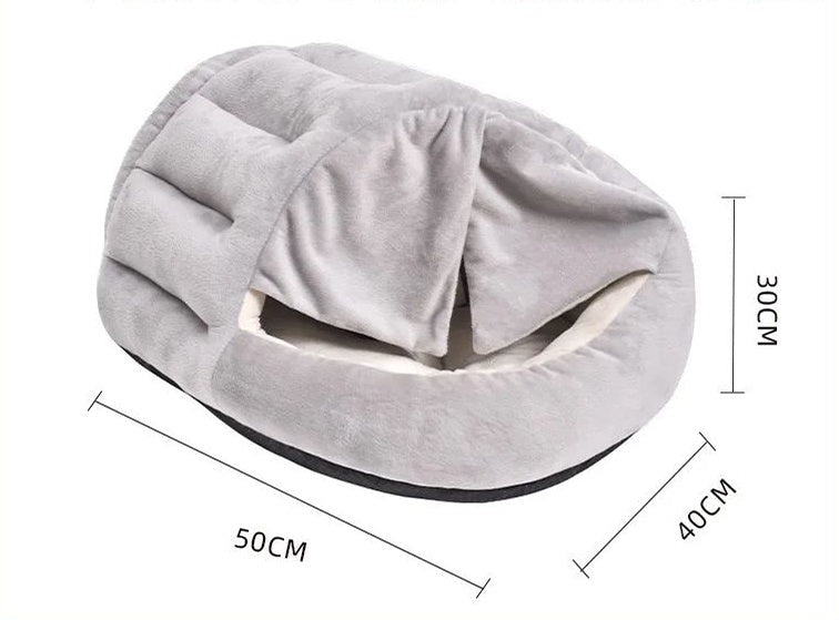 HKM-0087869 Cozy Velvet Winter Cat Nest with Semi-Closed Design - 50x40cm Plush & PP Cotton