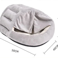 HKM-0087869 Cozy Velvet Winter Cat Nest with Semi-Closed Design - 50x40cm Plush & PP Cotton