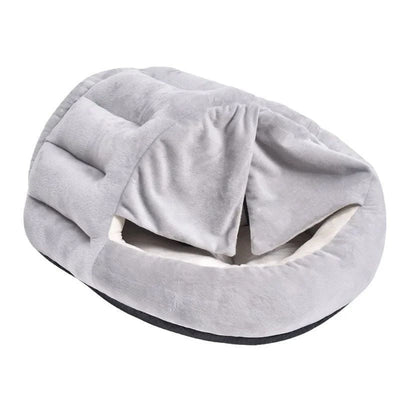 HKM-0087869 Cozy Velvet Winter Cat Nest with Semi-Closed Design - 50x40cm Plush & PP Cotton