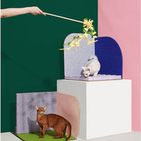 HKM-0087997 Vertical Cat Scratching Board with Corrugated Paper and Felt - 55x45x55 cm
