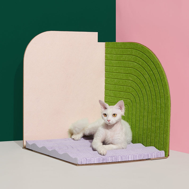 HKM-0087997 Vertical Cat Scratching Board with Corrugated Paper and Felt - 55x45x55 cm