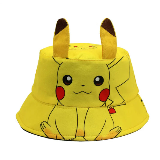 HKM-008851 Children's Cartoon Character Stitched Fisherman Sunshade Hat for Outdoor Fun