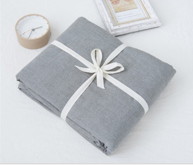 HKM-008851 Washed Cotton Bed Sheet Set in Solid Colors – Pink, Light Blue, Denim Blue, Light Gray, Light Green, Beige