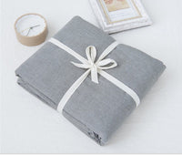 HKM-008851 Washed Cotton Bed Sheet Set in Solid Colors – Pink, Light Blue, Denim Blue, Light Gray, Light Green, Beige