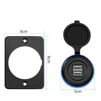 HKM-008915 Dual USB Car Charger 3.1A with Blue LED Display, Fireproof PE, Compatible with Mobile Devices, Boats, ATVs, RVs, and More