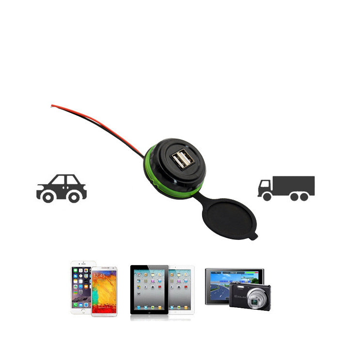 HKM-008915 Dual USB Car Charger 3.1A with Blue LED Display, Fireproof PE, Compatible with Mobile Devices, Boats, ATVs, RVs, and More