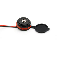 HKM-008915 Dual USB Car Charger 3.1A with Blue LED Display, Fireproof PE, Compatible with Mobile Devices, Boats, ATVs, RVs, and More