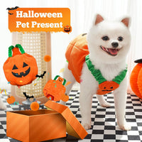 HKM-0089277 Plush Pumpkin Halloween Costume for Small to Medium Dogs and Cats