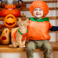 HKM-0089277 Plush Pumpkin Halloween Costume for Small to Medium Dogs and Cats