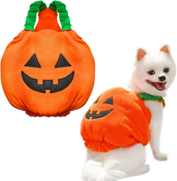 HKM-0089277 Plush Pumpkin Halloween Costume for Small to Medium Dogs and Cats