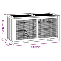 HKM-0089405 Wooden Hamster Cage 104 cm with Accessories for Small Pets - Solid Fir Wood Construction