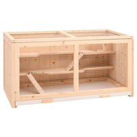 HKM-0089405 Wooden Hamster Cage 104 cm with Accessories for Small Pets - Solid Fir Wood Construction