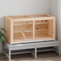HKM-0089405 Wooden Hamster Cage 104 cm with Accessories for Small Pets - Solid Fir Wood Construction