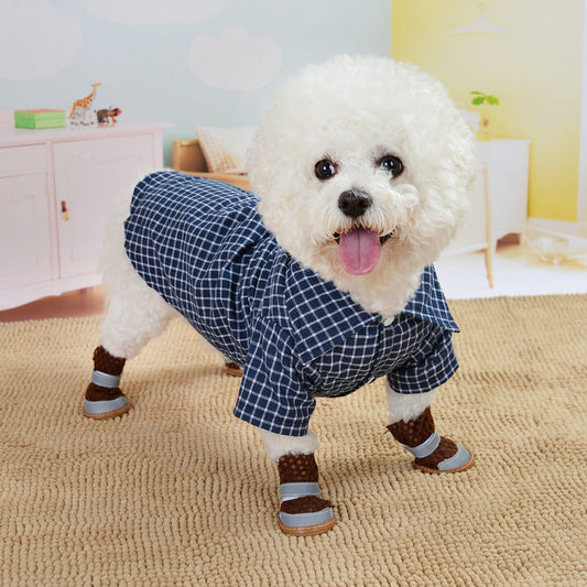HKM-0090173 Casual Black Plaid Cat Shirt for Pets - Available in Multiple Sizes