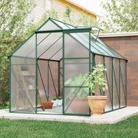 HKM-0091453 6 x 8 FT Outdoor Aluminum Patio Greenhouse with Sliding Door and Adjustable Roof