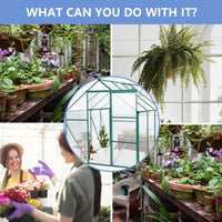 HKM-0091453 6 x 8 FT Outdoor Aluminum Patio Greenhouse with Sliding Door and Adjustable Roof