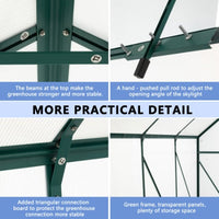 HKM-0091453 6 x 8 FT Outdoor Aluminum Patio Greenhouse with Sliding Door and Adjustable Roof