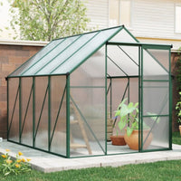 HKM-0091453 6 x 8 FT Outdoor Aluminum Patio Greenhouse with Sliding Door and Adjustable Roof