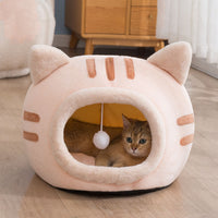 HKM-0091837 Warm Semi-Enclosed Cat Litter in Pink, Grey, or Coffee - Available in Multiple Sizes