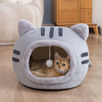 HKM-0091837 Warm Semi-Enclosed Cat Litter in Pink, Grey, or Coffee - Available in Multiple Sizes