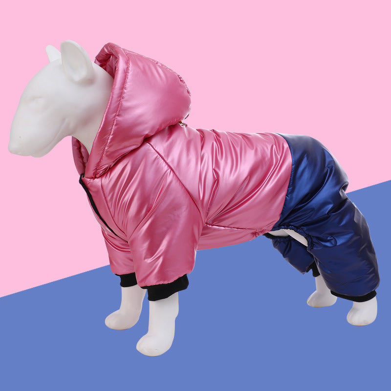 HKM-0092221 Waterproof Windproof Cotton-Padded Dog Coat in Green, Pink, and White - Sizes S to 3XL