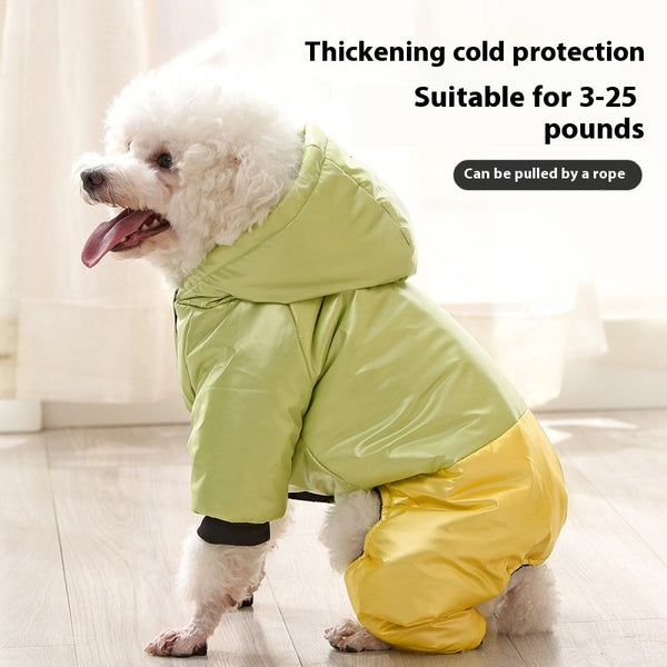 HKM-0092221 Waterproof Windproof Cotton-Padded Dog Coat in Green, Pink, and White - Sizes S to 3XL