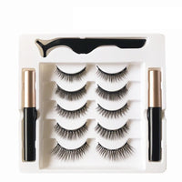 HKM-009235 Magnetic Eyeliner and Eyelashes Set - Five Pairs, Handcrafted Synthetic Fiber