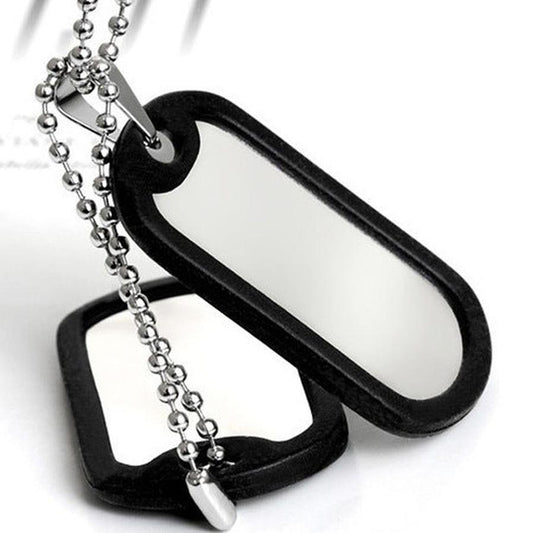 HKM-009235 Men's Titanium Steel Multi-Layer Pendant Necklace with Bead Chain - 60cm Length