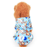 HKM-0094141 Adorable Monkey Print Raincoat for Dogs in Pink, Blue, and Yellow - Sizes XS to XL