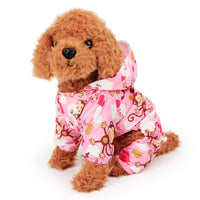 HKM-0094141 Adorable Monkey Print Raincoat for Dogs in Pink, Blue, and Yellow - Sizes XS to XL